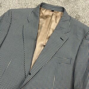Orvis Sport Coat Blazer 42R Navy Tan Gingham Check 2-Button Cotton Blend